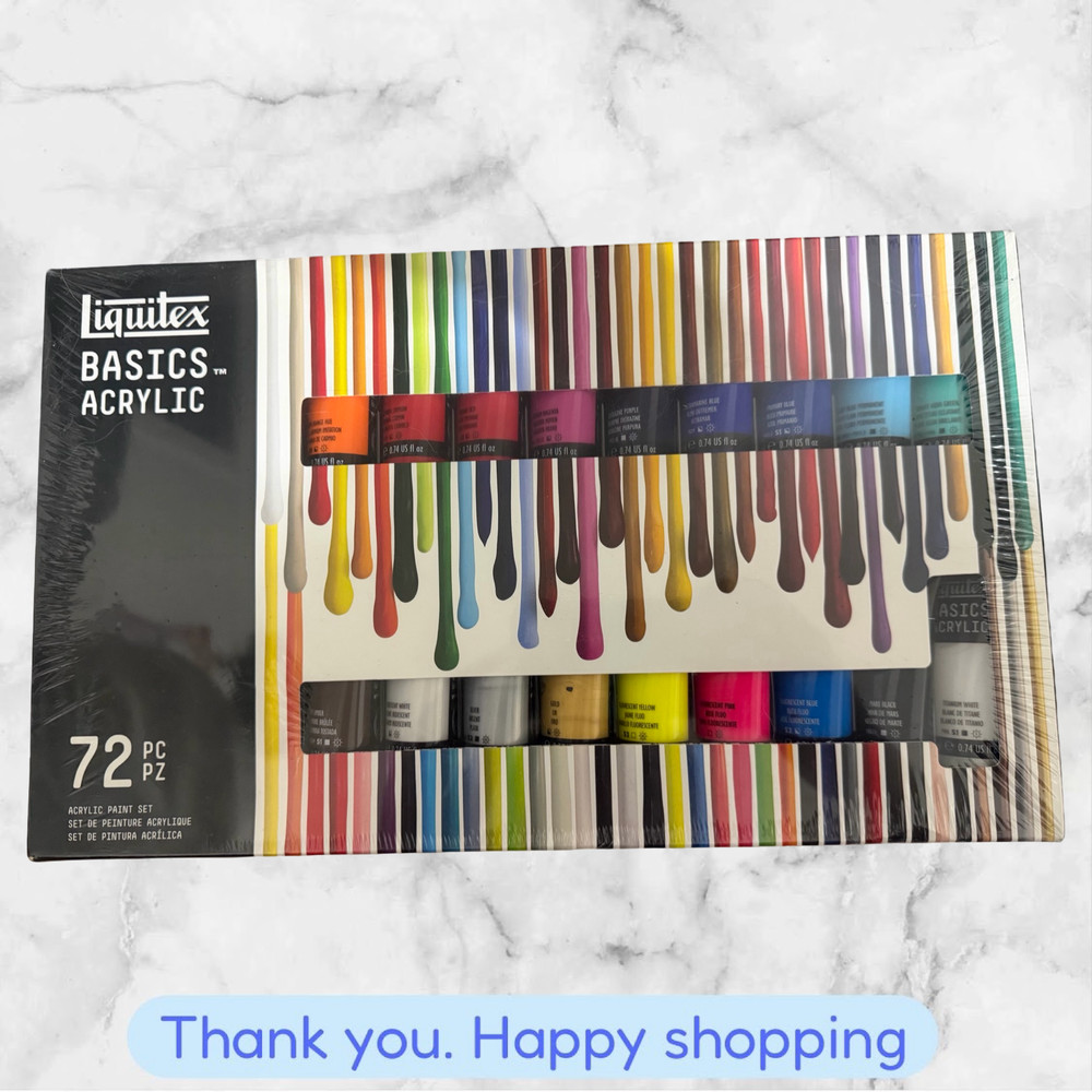 Liquitex BASICS Acrylic Assorted Colors Set of 72, 22ml Tubes BRAND NEW SEALED