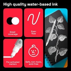 Acrylic Paint Markers for Rock, Fabric, Wood, Glass, Eggs – Dual-Tip 5 White