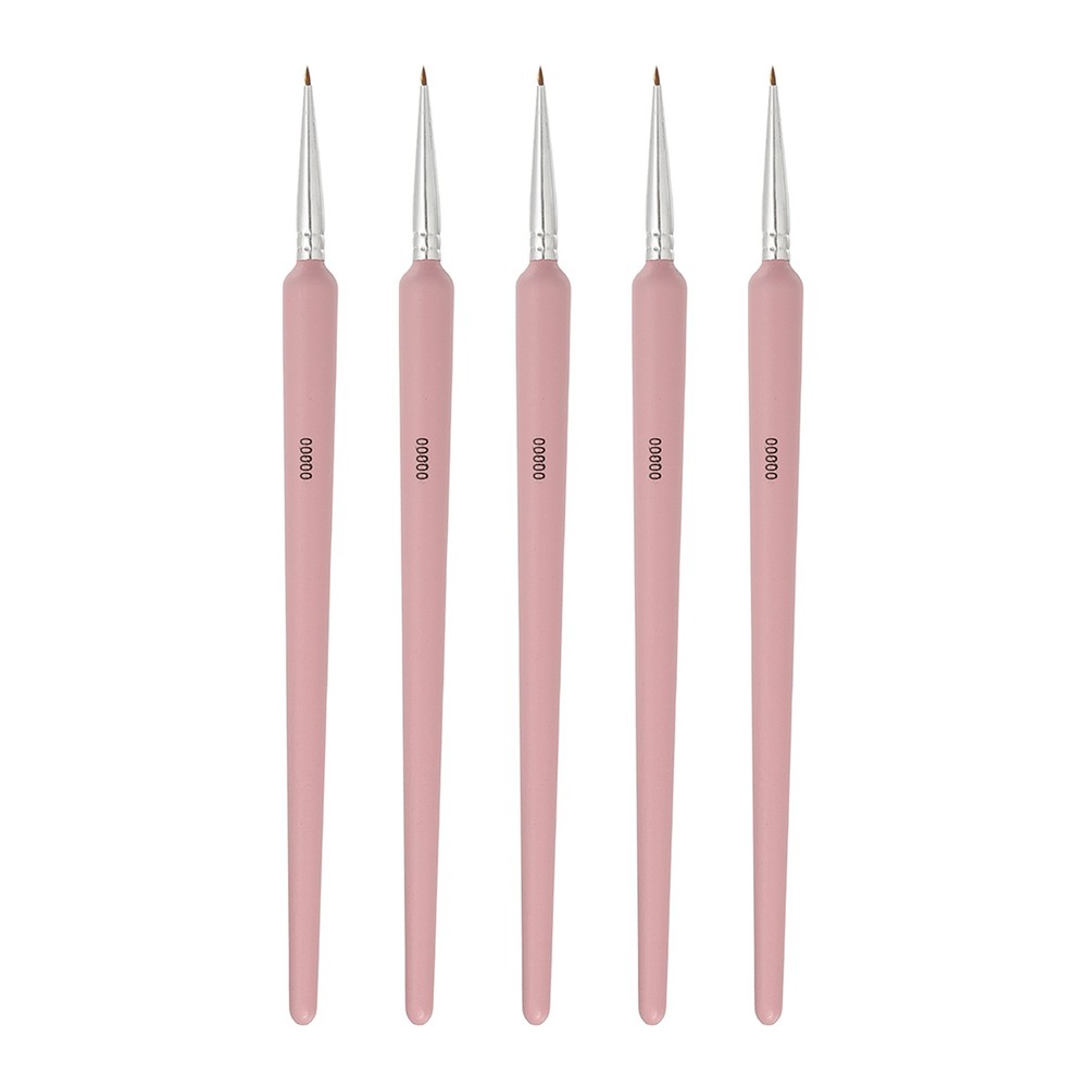 5Pcs Detail Paint Brushes 5.5mm Pointed Tip (00000) Pink