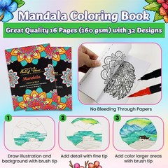 80 Dual Tip Brush Markers Set w/ Coloring Book Artist Pens Kit