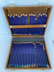 Derwent Inktense Fine Art Pencils Set 48 Colors in Wooden Box Drawing Supplies