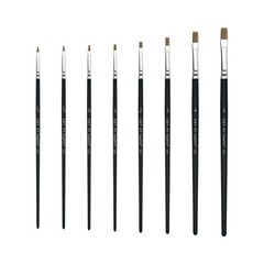 8 PCS Flat Artist Paint Brush Set Black Nylon Bristles Acrylic Oil Craft