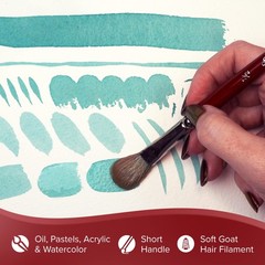 5519s1 Silver Mop White Oval Paintbrush For Oil Acrylic Watercolor Pastels & Cha