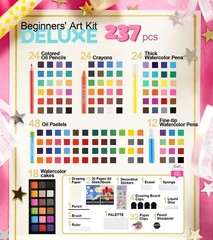 237-Piece Kids Art Set with Double-Sided Easel, Painting Kits for Children
