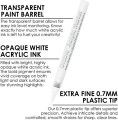 Extra Fine Tip Acrylic Paint Marker Set, 6 Pack, 0.7mm for Rock, Glass, Canvas A