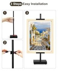 Adjustable Tabletop Easel Stand for Art & Photos, Holds Up to 17″ – Black Metal