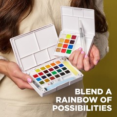 XNCW-24N, 24 Assorted Watercolors Field Sketch Set with Brush