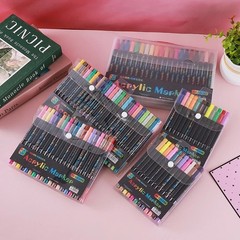 120 Color Acrylic Paint Markers Dual Tip Brush Fine Pens Art Set