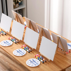 24 Set 8 X 10 Inch Canvas Boards and Easel for Painting, Acrylic Paint Strips, B