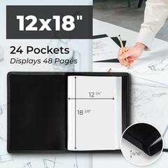 Dunwell 12×18 Art Portfolio Binder with 12×18" w/ BLK Paper, Black