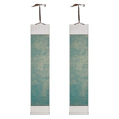 70.5″ x 12.6″ 2 Pcs Blank Hanging Scroll Paper Wood Rod, Dark Green