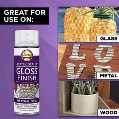 Aleene’s 26412 Spray Gloss Finish, 6 Oz Acrylic Sealer, 6 OZ, Clear –