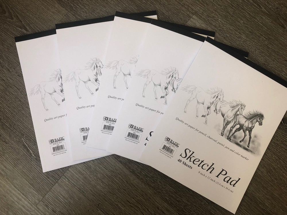 5 Set 9 x 12 inches 40 Sheets Premium Quality Sketch Book Paper Pad Art Drawing