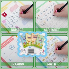 16pc Magic Practice Copybook Groove Reusable English Writing Book for Boys Girls