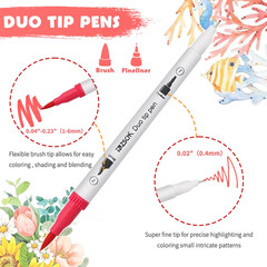 ZSCM Art Duo Tip Brush Markers Set, 60 Colors Fine Brush Tip Artist Drawing Pens