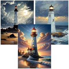 3 Pack Diamond Art Kits for Adults, 5D 12×16 Inch(30×40CM), 3 Lighthouse