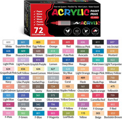 72 Colors Acrylic Paint Markers, Soft Brush Tip Acrylic Markers Set, Paint Pens