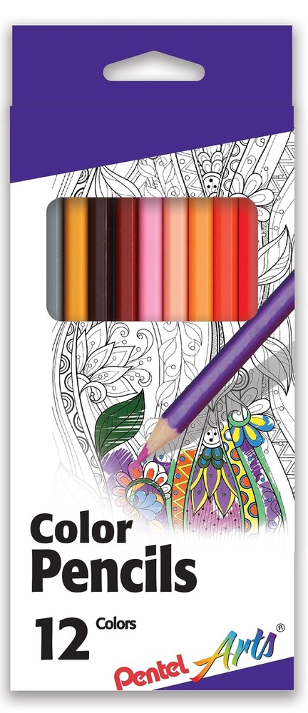 Pentel Arts Colored Pencils, Assorted Colors, Set Of 12 Office Product