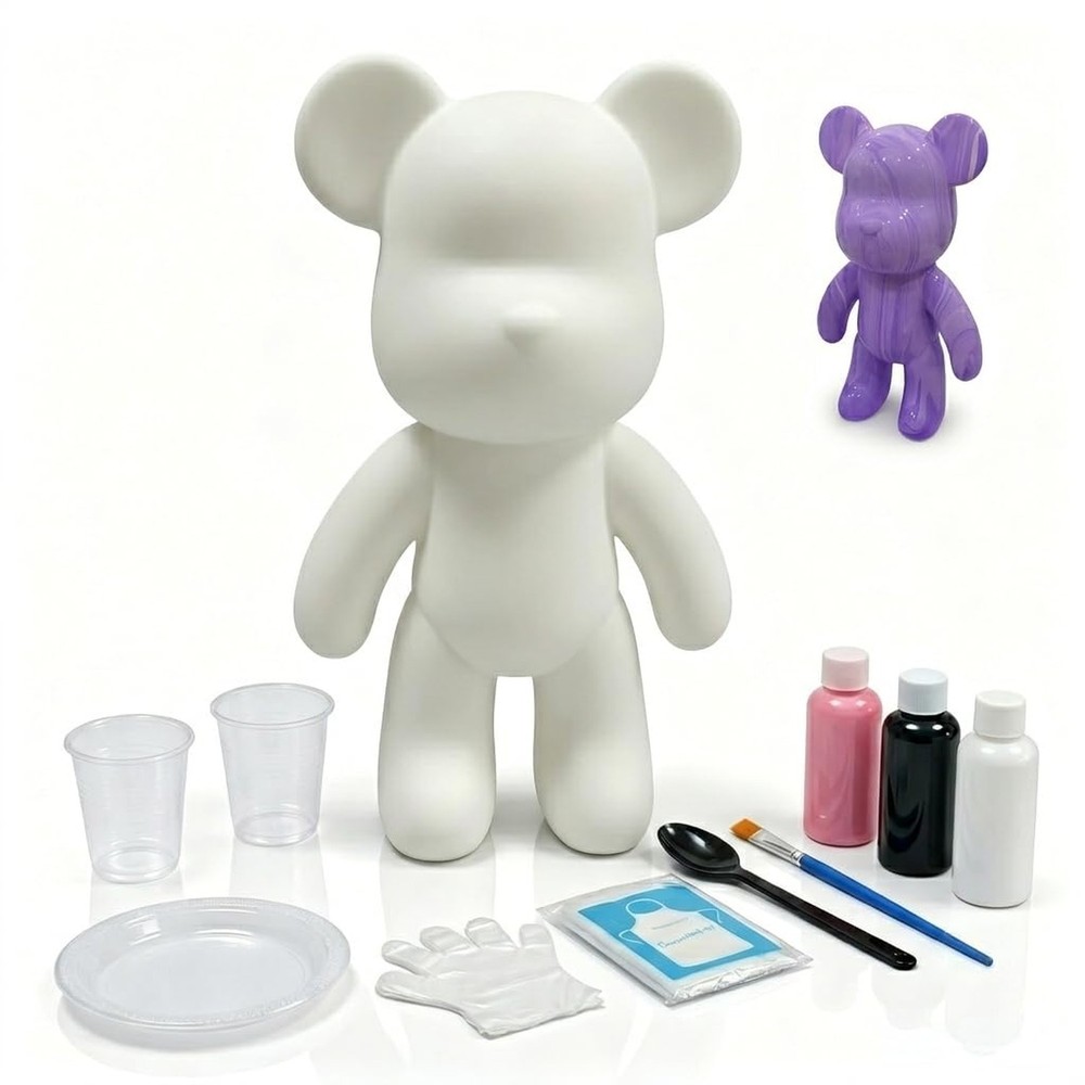 YONXID DIY Fluid Bear Painting Kit – Fluid Art Pour Paint Bear Set – Full Dri…