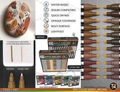 22 Acrylic Paint Pens (BROWNS) Pro Color Series Set (3mm MEDIUM)