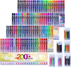200 Pack Gel Pens Set 100 Colors 100 Refills Case for Drawing Art DIY