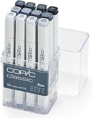Copic Classic, Alcohol-based Markers, 12pc Set, Cool Gray (New ver.)