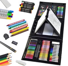 185 Pieces Double Sided Trifold Easel Art Set, Drawing Art Box with Oil Paste…