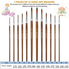 12PCS Professional Artist Paint Brush Set for Acrylic Oil Watercolor Painting