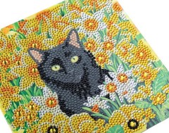 CraftBuddyUS CCK-A103: “Cat Amongst the Flowers” Crystal Art Card 18 x 18cm