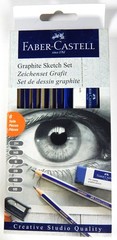 NEW FABER-CASTELL 8 pc GRAPHIC SKETCH KIT & STAEDTLER 12 pc SOFT PASTEL SET