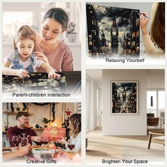 Streetscape Paint by Number Adult,Canvas Paint by Numbers for Adults Rainy Ni…