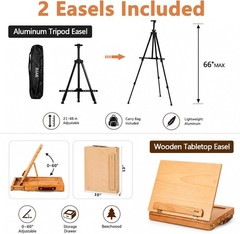 174 Piece Art Kit DJAR Easel FSC Beech Wood Paint