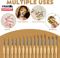 Miniature Paint Brushes 15PCS Model Brushes Detail Paint Brush Set Fine Detailin
