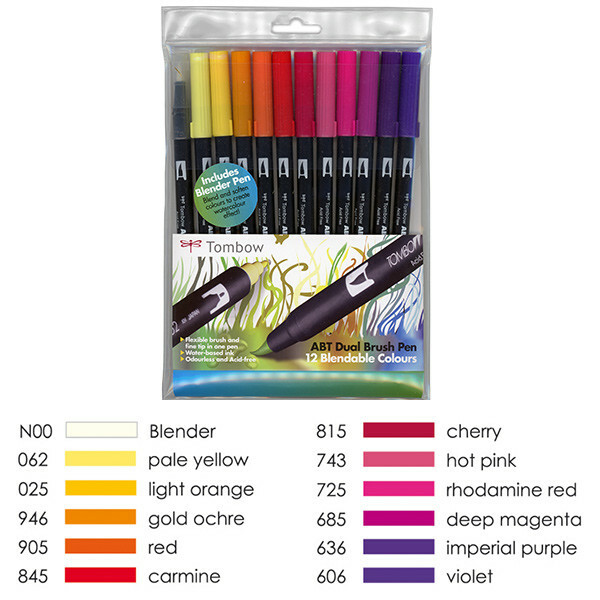 Tombow Dual Brush Pens Sunset Colors (Pack of 12)