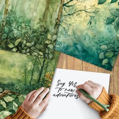Scrapbook Paper Pad – 6×6 inch Green Forest Patterned Decorative Craft