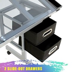 Art Craft Station Drafting Table w/Glass Top Drawing Desk Art Work Station Table