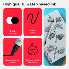 5 Black Acrylic Paint Markers for Rock Fabric Wood Glass Craft Decoratio…