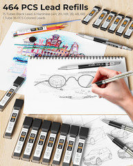 Mechanical Pencil Set with Leather Bag 30 Count, Drawing Pencils 0.5, 0.7, 0.9MM