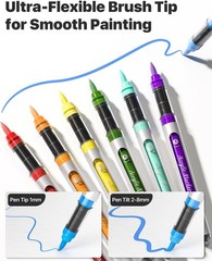 JusArt 48 Colors Acrylic Paint Markers with Canvas Bag, Water-Based No-Bleed Pai
