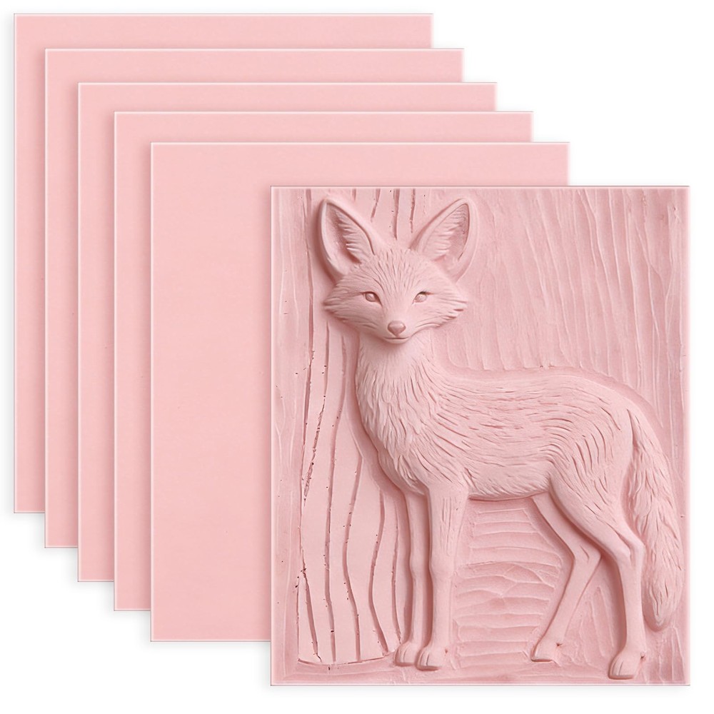 6 Pack 8″x6″ Pale Pink Rubber Stamp Carving Blocks Rubber Carved Brick Soft R…