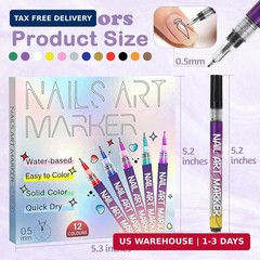 Nail Art Pens: 12 Colors Nail Art Markers Set – Painting Polish Pen with 0.5mm F