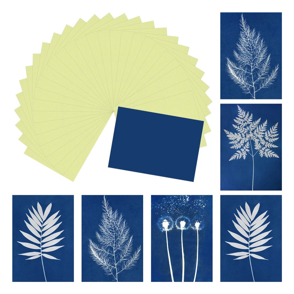 Cyanotype Paper, 12 Sheet Sun Print Paper Kit Yellow Crafts Paper 4.1×2.9″