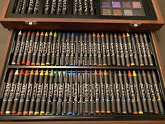 142 Piece Art Set, Wood Cases Crayons, Pencils, Pastels, Watercolors