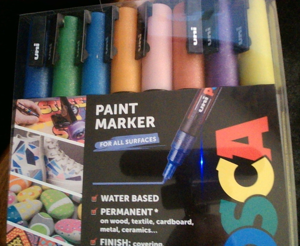 Uni Posca Paint Marker 8 Pack PC3M Fine Point 0.9-1.3mm Sparkling Colours. Perm.