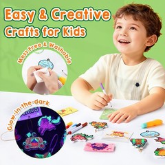 81 PCS 3D Art Paint & Puff Set, Mess-Crafts for Ages 4-8-12, Glow-in-the-drak…