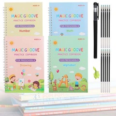 16pc Magic Practice Copybook Groove Reusable English Writing Book for Boys Girls