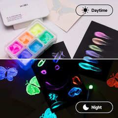 Glow in The Dark Jelly Gouache Paint Set, 6 Colors 23ml, Jelly Cup Design, Trave