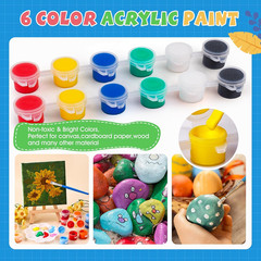 24 Set Mini Acrylic Paint Kit, Mini Stretched Canvas with Easel, Valentines Day