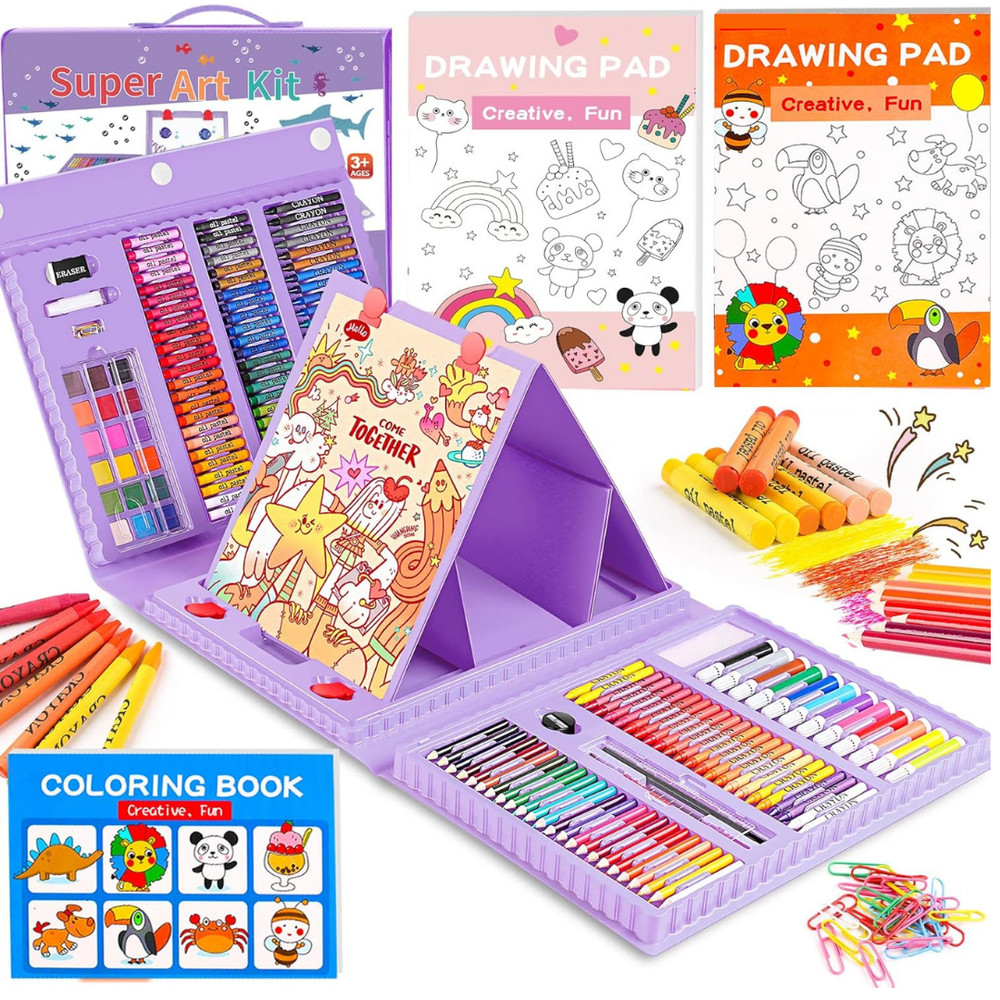 Learning Gifts for Kids – 283 Pieces Drawing Set Art Kits with Trifold Easel
