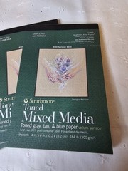 3 Strathmore 400 Series Toned Mixed Media Pads 4″ X 6″, Grey, Tan & Blue